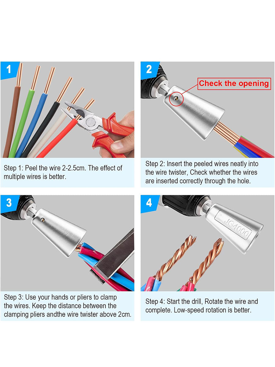 2PCS Wire Twister Tool for Drill, Wire Twisting Tool for Drill, Drill Wire Twister for Electricians, Electrical Wire Nut Twister for Drill