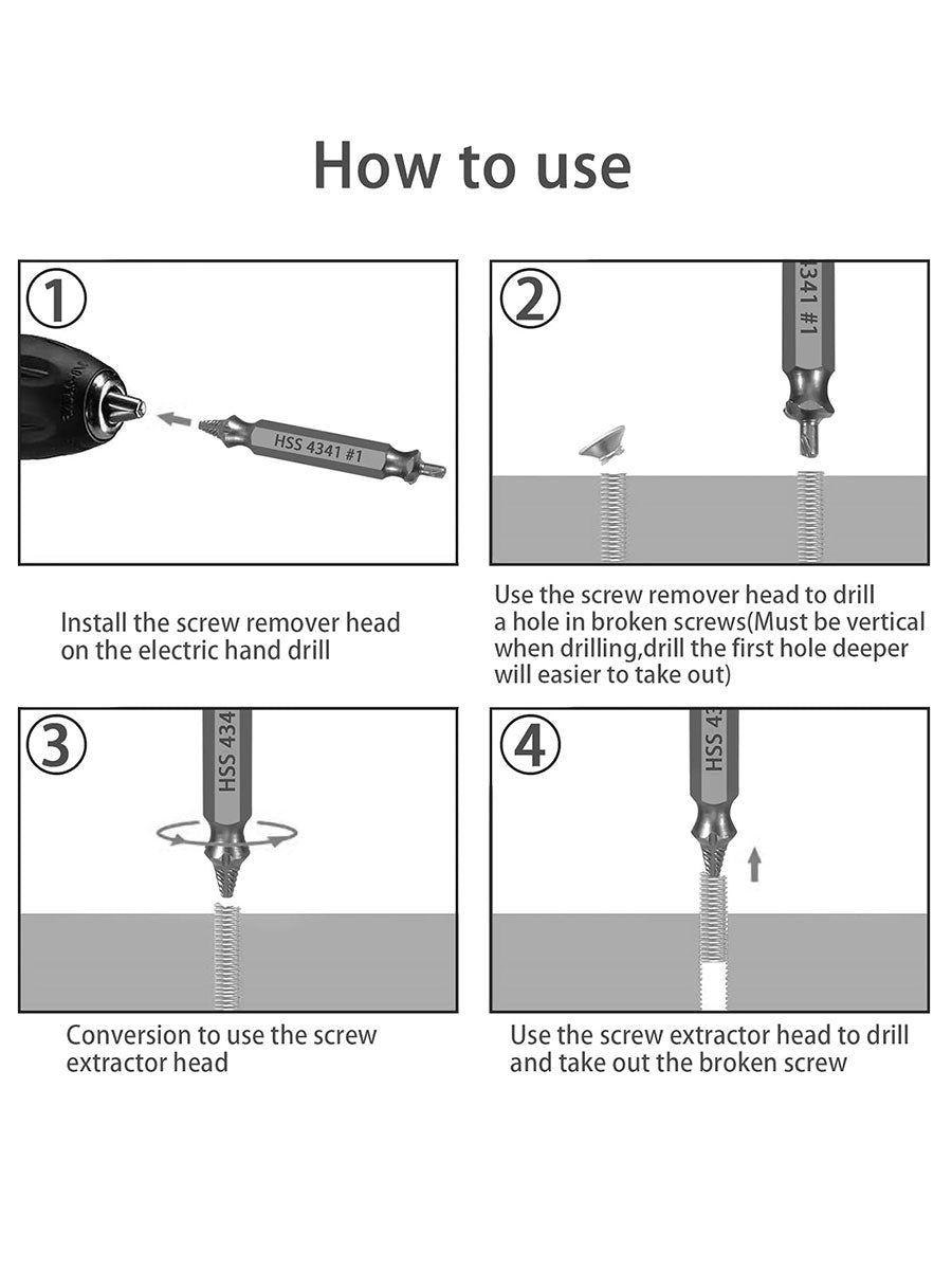 Damaged Screw Extractor - Remover for Stripped Head Screws Nuts & Bolts, Drill Bit Tools for Easy Removal of Rusty & Broken Hardware,