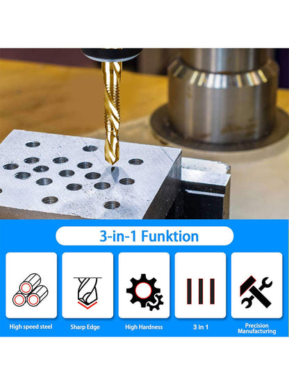 6 Pack Titanium Combination Drill Tap Bit Set Screw Tapping SAE 6-32NC 8-32NC 10-24NC 10-32NC 12-24NC 1/4-20NC