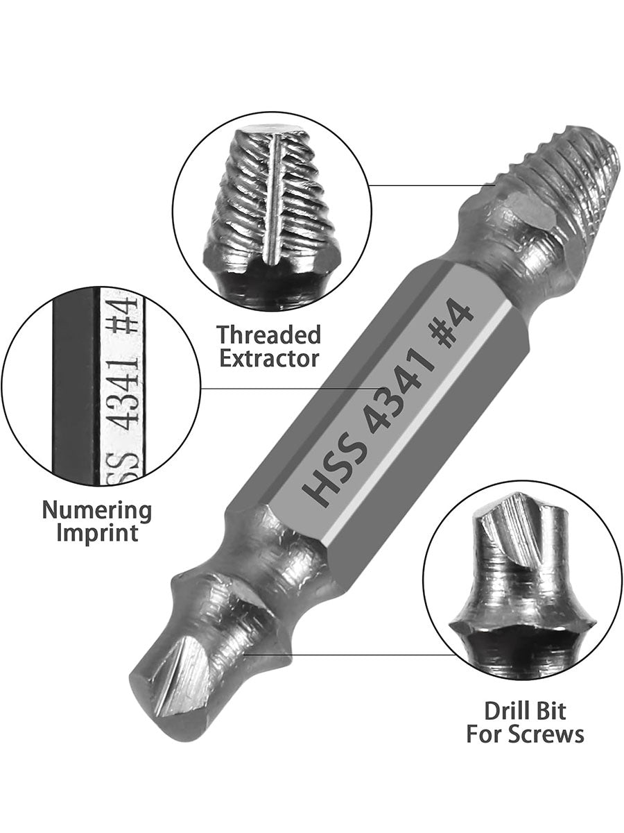 Damaged Screw Extractor - Remover for Stripped Head Screws Nuts & Bolts, Drill Bit Tools for Easy Removal of Rusty & Broken Hardware,