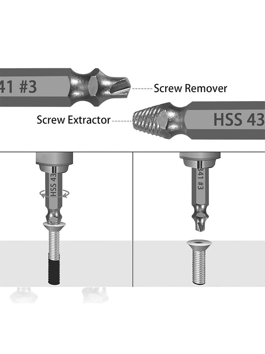 Damaged Screw Extractor - Remover for Stripped Head Screws Nuts & Bolts, Drill Bit Tools for Easy Removal of Rusty & Broken Hardware,